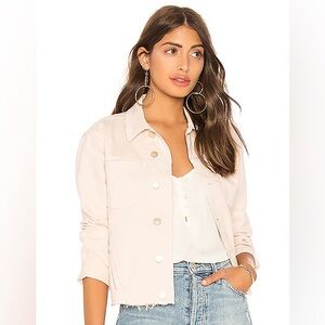 L’AGENCE Janelle Slim Quartz Pink Cotton Denim Button Up Jean Jacket EUC Size S